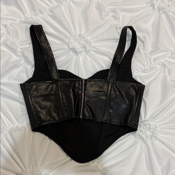 Glam Black Leather Corset Top - Picture 2 of 2